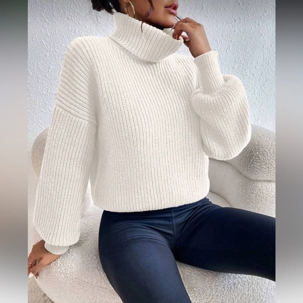 Cream Turtleneck Sweater